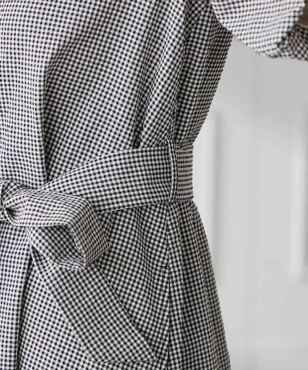 K3EGD01089 a.v.v Elmi(アー・ヴェ・ヴェ) 【低身長サイズ】ソフトサッカーパフスリーブワンピース ブルー