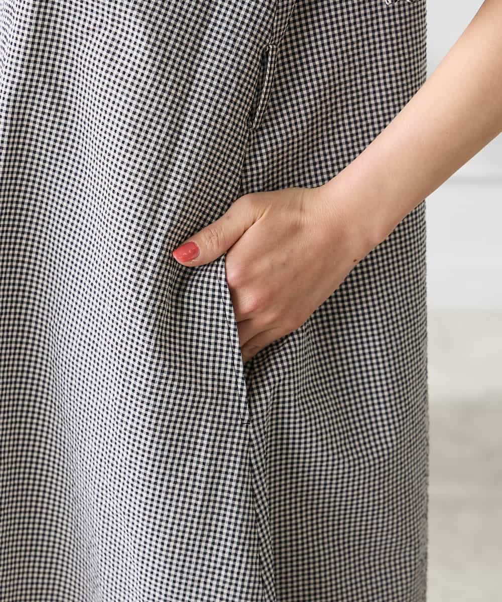 K3EGD01089 a.v.v Elmi(アー・ヴェ・ヴェ) 【低身長サイズ】ソフトサッカーパフスリーブワンピース ブルー