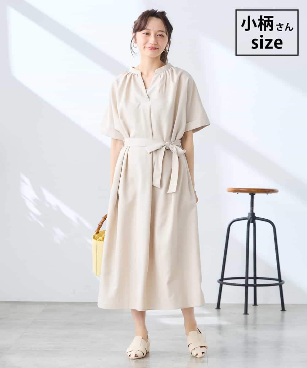 K3EGD08099 a.v.v Elmi(アー・ヴェ・ヴェ) 【低身長サイズ/洗える】スキッパーワンピース ベージュ