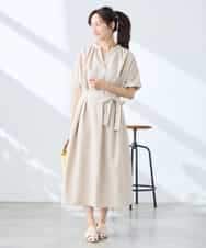K3EGD08099 a.v.v Elmi(アー・ヴェ・ヴェ) 【低身長サイズ/洗える】スキッパーワンピース ベージュ