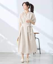 K3EGD08099 a.v.v Elmi(アー・ヴェ・ヴェ) 【低身長サイズ/洗える】スキッパーワンピース ベージュ