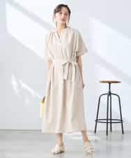 K3EGD08099 a.v.v Elmi(アー・ヴェ・ヴェ) 【低身長サイズ/洗える】スキッパーワンピース ベージュ