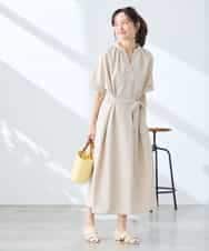 K3EGD08099 a.v.v Elmi(アー・ヴェ・ヴェ) 【低身長サイズ/洗える】スキッパーワンピース ベージュ