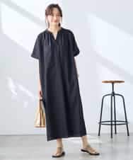 K3EGD08099 a.v.v Elmi(アー・ヴェ・ヴェ) 【低身長サイズ/洗える】スキッパーワンピース ベージュ