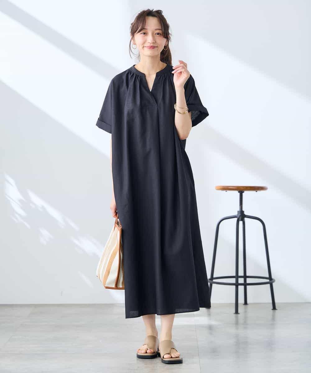 K3EGD08099 a.v.v Elmi(アー・ヴェ・ヴェ) 【低身長サイズ/洗える】スキッパーワンピース ベージュ