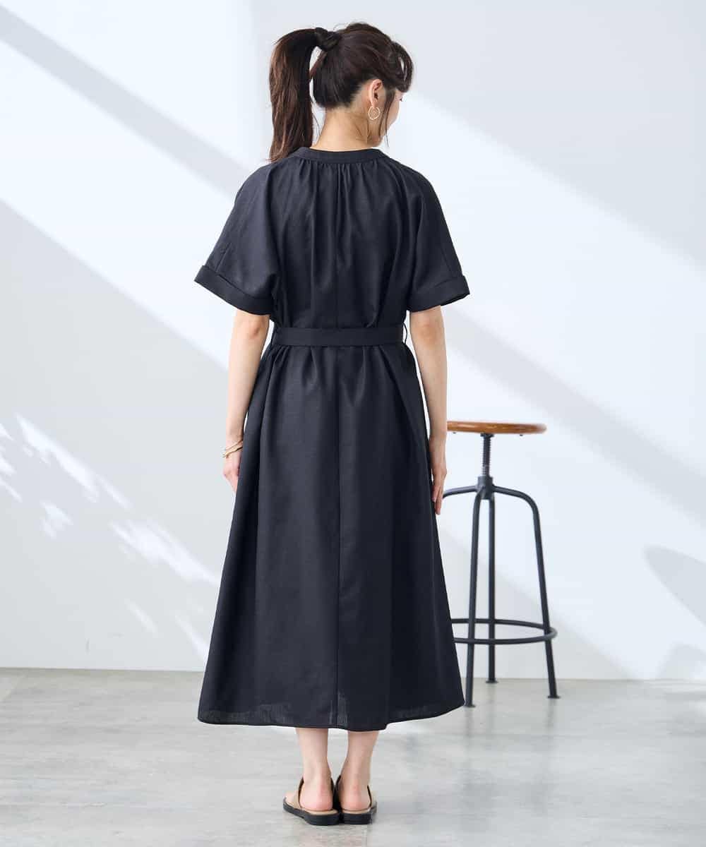 K3EGD08099 a.v.v Elmi(アー・ヴェ・ヴェ) 【低身長サイズ/洗える】スキッパーワンピース ベージュ