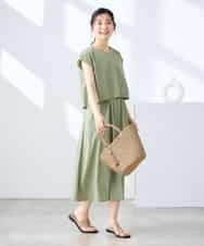 K3EGD09089 a.v.v Elmi(アー・ヴェ・ヴェ) 【低身長サイズ/微撥水】ナイロンドッキングワンピース カーキ