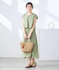 K3EGD09089 a.v.v Elmi(アー・ヴェ・ヴェ) 【低身長サイズ/微撥水】ナイロンドッキングワンピース カーキ