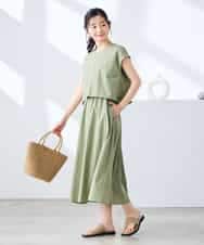 K3EGD09089 a.v.v Elmi(アー・ヴェ・ヴェ) 【低身長サイズ/微撥水】ナイロンドッキングワンピース カーキ