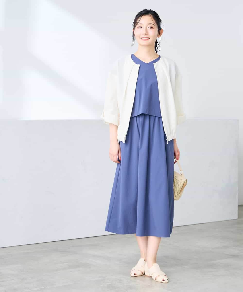 K3EGD09089 a.v.v Elmi(アー・ヴェ・ヴェ) 【低身長サイズ/微撥水】ナイロンドッキングワンピース カーキ