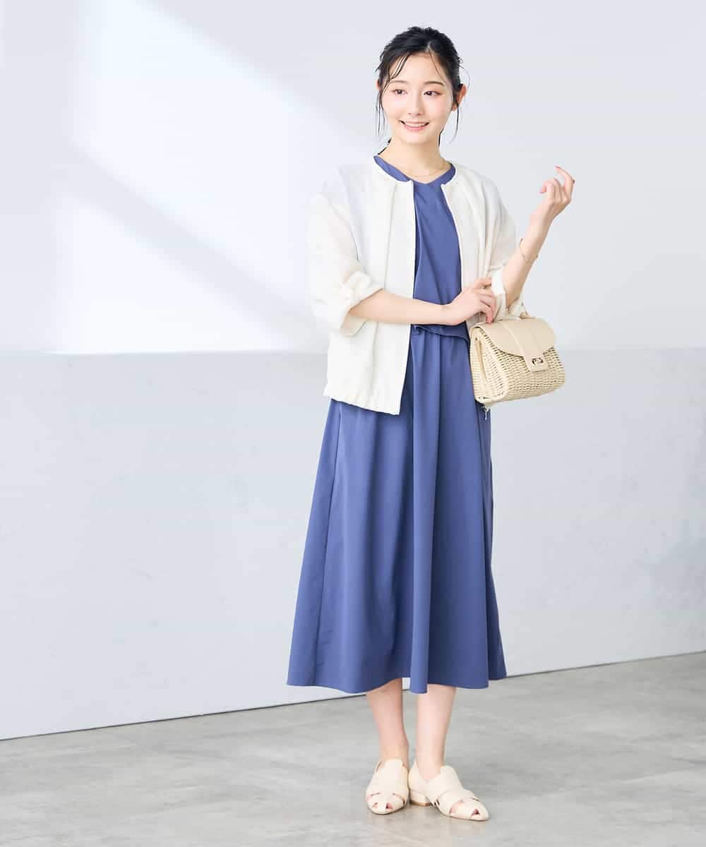 K3EGD09089 a.v.v Elmi(アー・ヴェ・ヴェ) 【低身長サイズ/微撥水】ナイロンドッキングワンピース カーキ