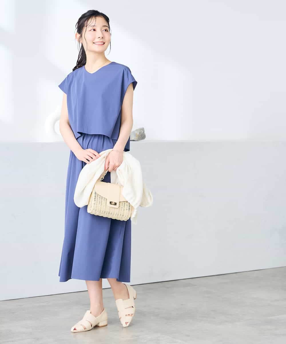 K3EGD09089 a.v.v Elmi(アー・ヴェ・ヴェ) 【低身長サイズ/微撥水】ナイロンドッキングワンピース カーキ