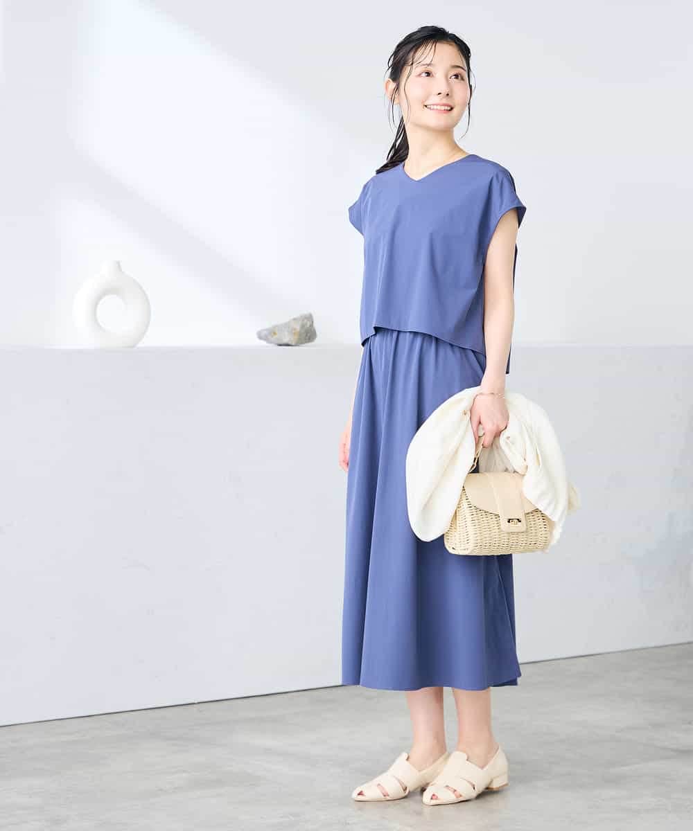 K3EGD09089 a.v.v Elmi(アー・ヴェ・ヴェ) 【低身長サイズ/微撥水】ナイロンドッキングワンピース カーキ