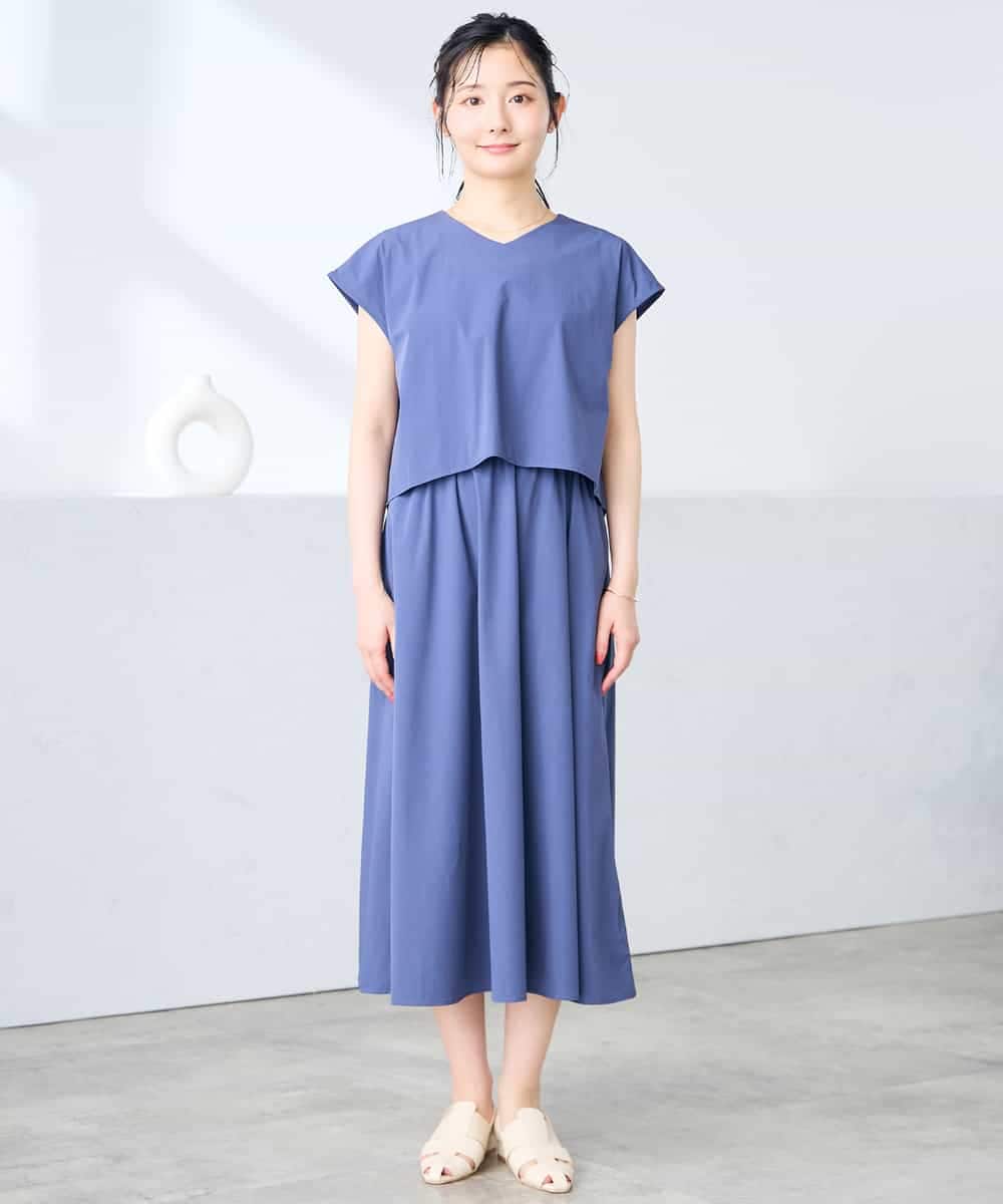 K3EGD09089 a.v.v Elmi(アー・ヴェ・ヴェ) 【低身長サイズ/微撥水】ナイロンドッキングワンピース カーキ