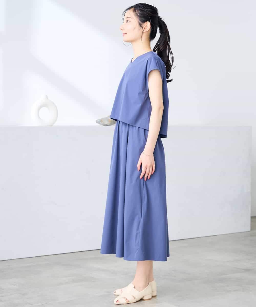 K3EGD09089 a.v.v Elmi(アー・ヴェ・ヴェ) 【低身長サイズ/微撥水】ナイロンドッキングワンピース カーキ