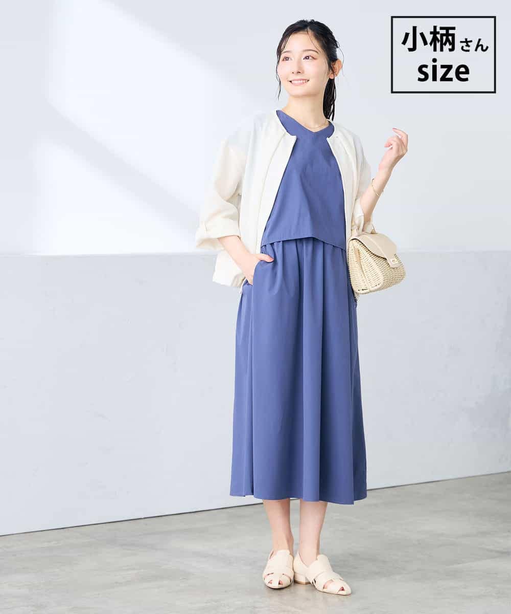 K3EGD09089 a.v.v Elmi(アー・ヴェ・ヴェ) 【低身長サイズ/微撥水】ナイロンドッキングワンピース ネイビー