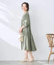 K3EGD11079 a.v.v Elmi(アー・ヴェ・ヴェ) 【低身長サイズ/洗える】カラーレスシャツワンピース カーキ