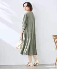 K3EGD11079 a.v.v Elmi(アー・ヴェ・ヴェ) 【低身長サイズ/洗える】カラーレスシャツワンピース カーキ