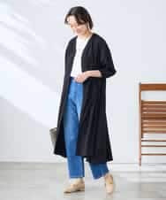 K3EGD11079 a.v.v Elmi(アー・ヴェ・ヴェ) 【低身長サイズ/洗える】カラーレスシャツワンピース カーキ