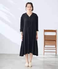 K3EGD11079 a.v.v Elmi(アー・ヴェ・ヴェ) 【低身長サイズ/洗える】カラーレスシャツワンピース カーキ