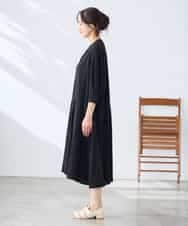 K3EGD11079 a.v.v Elmi(アー・ヴェ・ヴェ) 【低身長サイズ/洗える】カラーレスシャツワンピース カーキ