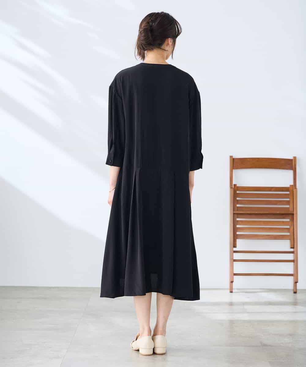 K3EGD11079 a.v.v Elmi(アー・ヴェ・ヴェ) 【低身長サイズ/洗える】カラーレスシャツワンピース カーキ