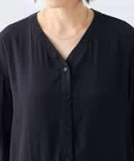 K3EGD11079 a.v.v Elmi(アー・ヴェ・ヴェ) 【低身長サイズ/洗える】カラーレスシャツワンピース カーキ