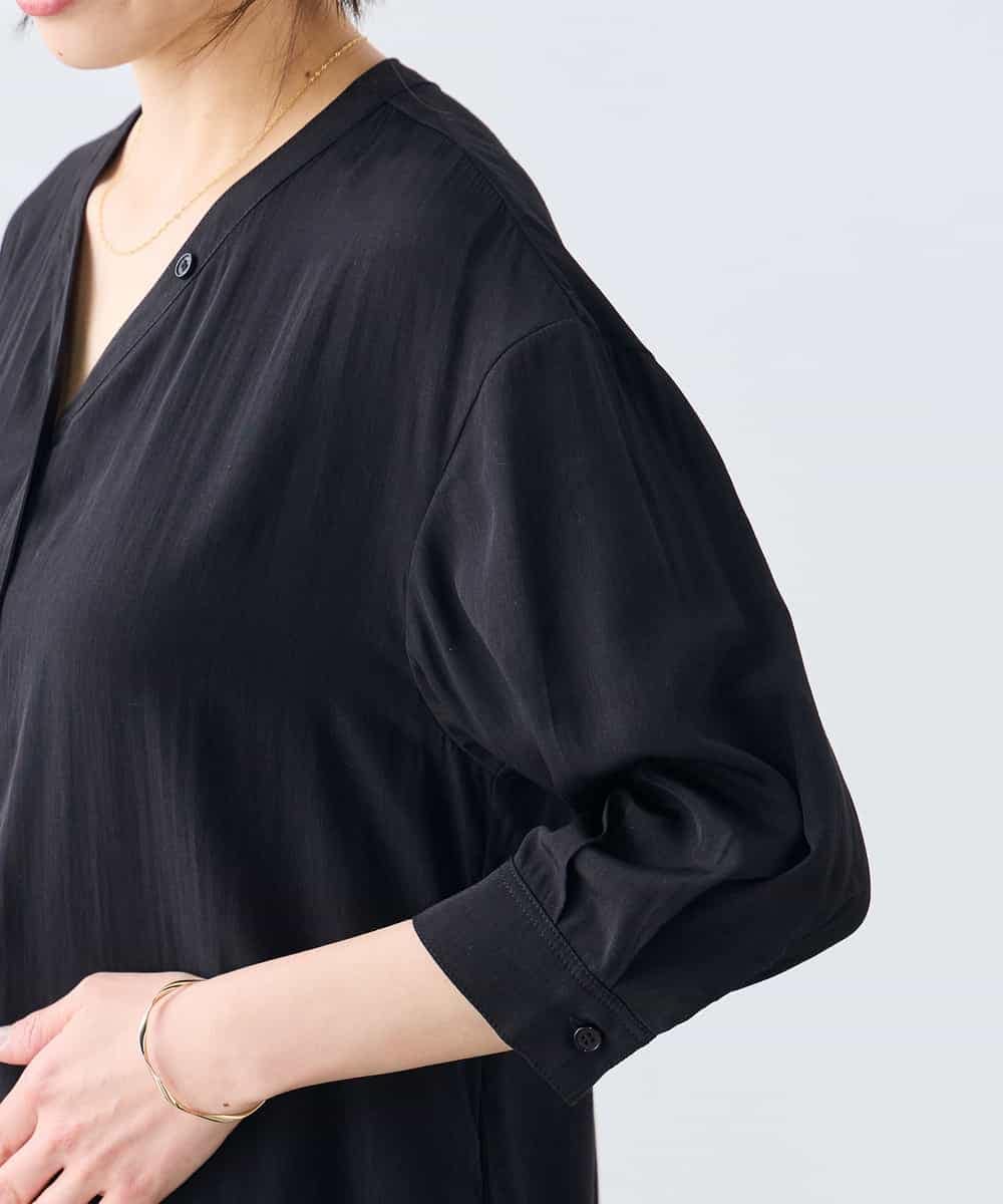 K3EGD11079 a.v.v Elmi(アー・ヴェ・ヴェ) 【低身長サイズ/洗える】カラーレスシャツワンピース カーキ