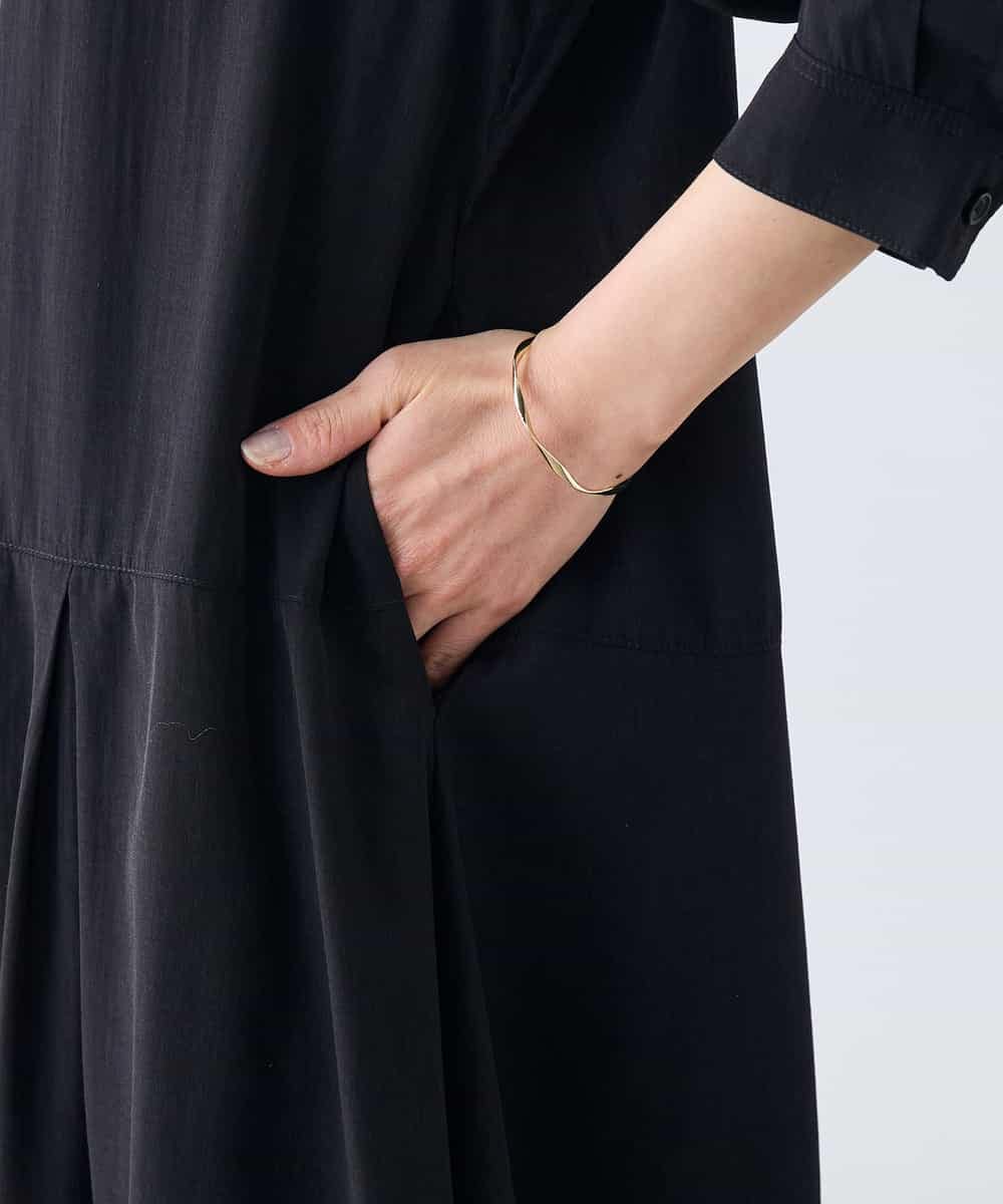 K3EGD11079 a.v.v Elmi(アー・ヴェ・ヴェ) 【低身長サイズ/洗える】カラーレスシャツワンピース カーキ