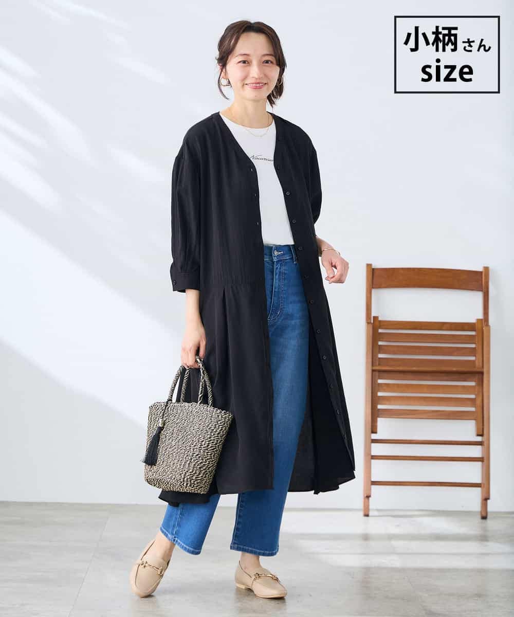 K3EGD11079 a.v.v Elmi(アー・ヴェ・ヴェ) 【低身長サイズ/洗える】カラーレスシャツワンピース ブラック