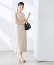 K3EHD14079 a.v.v Elmi(アー・ヴェ・ヴェ) 【低身長サイズ/洗える】ノースリーブフレアワンピース ベージュ