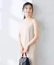 K3EHD14079 a.v.v Elmi(アー・ヴェ・ヴェ) 【低身長サイズ/洗える】ノースリーブフレアワンピース ベージュ