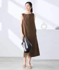 K3EHD14079 a.v.v Elmi(アー・ヴェ・ヴェ) 【低身長サイズ/洗える】ノースリーブフレアワンピース ベージュ