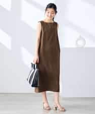 K3EHD14079 a.v.v Elmi(アー・ヴェ・ヴェ) 【低身長サイズ/洗える】ノースリーブフレアワンピース ベージュ