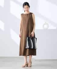 K3EHD14079 a.v.v Elmi(アー・ヴェ・ヴェ) 【低身長サイズ/洗える】ノースリーブフレアワンピース ベージュ