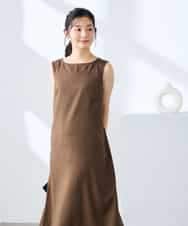 K3EHD14079 a.v.v Elmi(アー・ヴェ・ヴェ) 【低身長サイズ/洗える】ノースリーブフレアワンピース ベージュ
