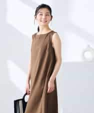 K3EHD14079 a.v.v Elmi(アー・ヴェ・ヴェ) 【低身長サイズ/洗える】ノースリーブフレアワンピース ベージュ