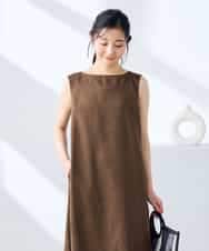 K3EHD14079 a.v.v Elmi(アー・ヴェ・ヴェ) 【低身長サイズ/洗える】ノースリーブフレアワンピース ベージュ