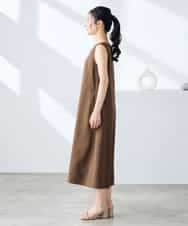 K3EHD14079 a.v.v Elmi(アー・ヴェ・ヴェ) 【低身長サイズ/洗える】ノースリーブフレアワンピース ベージュ