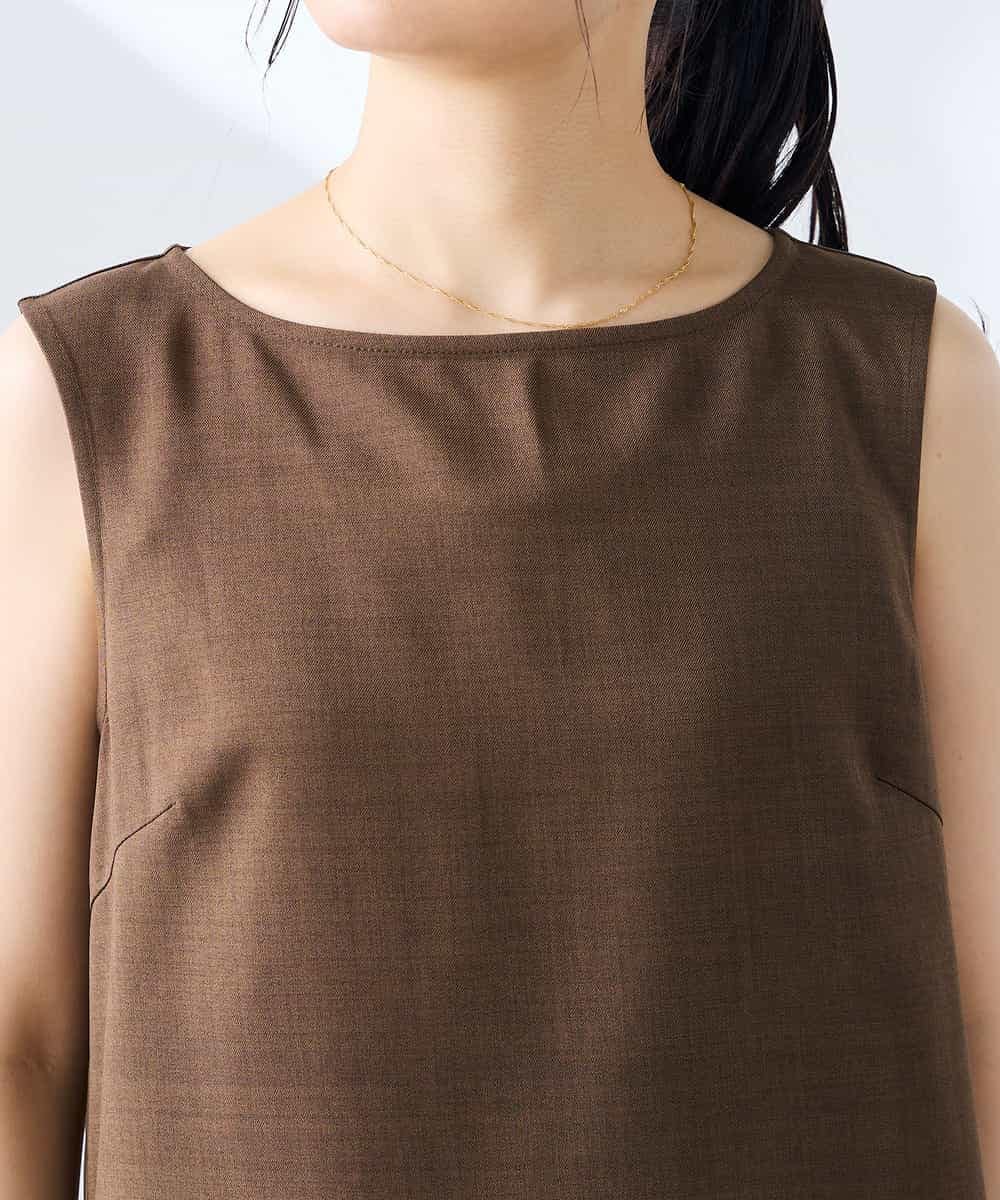 K3EHD14079 a.v.v Elmi(アー・ヴェ・ヴェ) 【低身長サイズ/洗える】ノースリーブフレアワンピース ベージュ