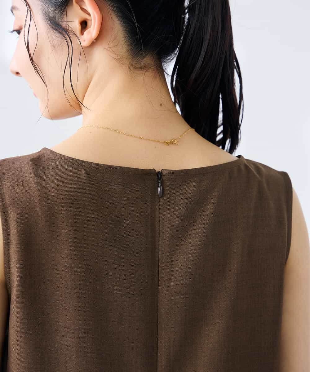 K3EHD14079 a.v.v Elmi(アー・ヴェ・ヴェ) 【低身長サイズ/洗える】ノースリーブフレアワンピース ベージュ