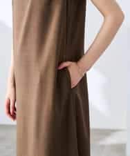 K3EHD14079 a.v.v Elmi(アー・ヴェ・ヴェ) 【低身長サイズ/洗える】ノースリーブフレアワンピース ベージュ