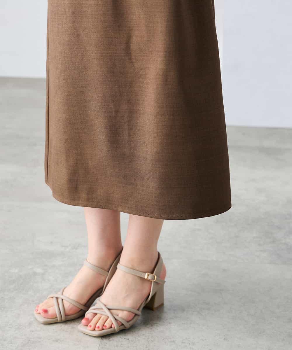 K3EHD14079 a.v.v Elmi(アー・ヴェ・ヴェ) 【低身長サイズ/洗える】ノースリーブフレアワンピース ベージュ