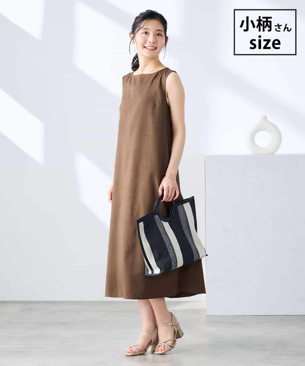 K3EHD14079 a.v.v Elmi(アー・ヴェ・ヴェ) 【低身長サイズ/洗える】ノースリーブフレアワンピース ブラウン