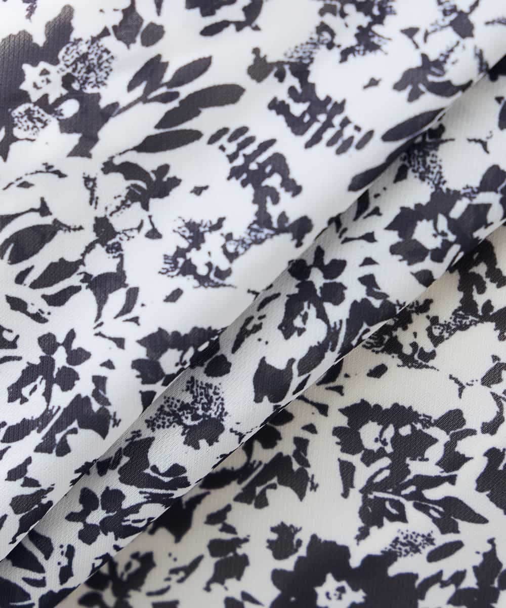 K3EHD15089 a.v.v Elmi(アー・ヴェ・ヴェ) 【低身長サイズ/洗える】フラワープリントギャザーノースリーブワンピース ネイビー