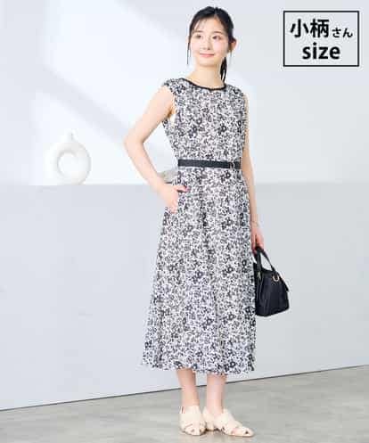 K3EHD15089 a.v.v Elmi 【低身長サイズ/洗える】フラワープリントギャザーノースリーブワンピース