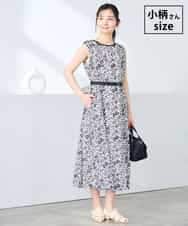 K3EHD15089 a.v.v Elmi(アー・ヴェ・ヴェ) 【低身長サイズ/洗える】フラワープリントギャザーノースリーブワンピース アイボリー