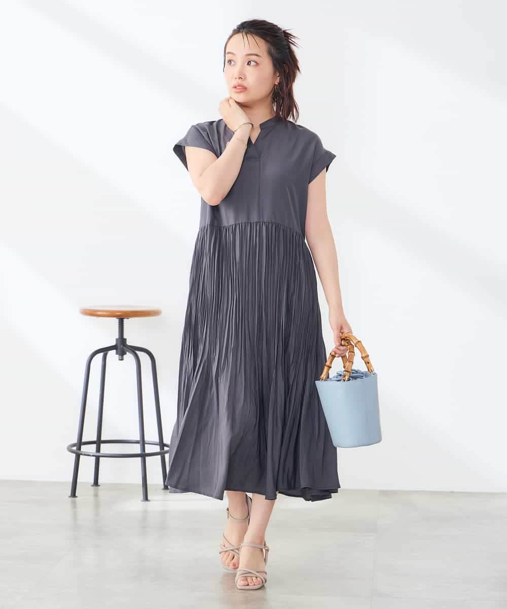 K3EHD19079 a.v.v Elmi(アー・ヴェ・ヴェ) 【低身長サイズ/洗える】ワッシャープリーツワンピース レッド