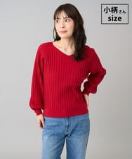 K3FBD15044 a.v.v Elmi(アー・ヴェ・ヴェ) 【低身長サイズ】プリーツライクVネックニット レッド
