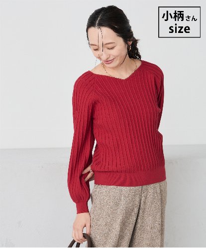 K3FBD15044 a.v.v Elmi 【低身長サイズ】プリーツライクVネックニット